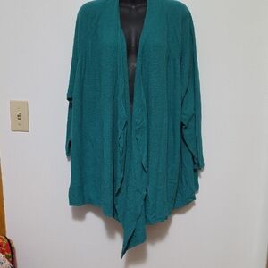 Jessica London Teal Open-Front Drapey Cardigan